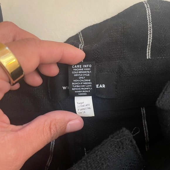 Who What Wear Black and White Striped Linen Cropped Pants - Picture 10 of 12